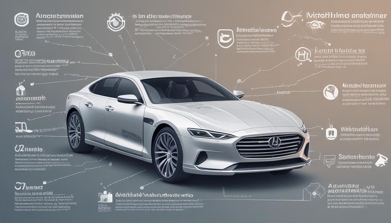 Yapay zekanın otomotiv endüstrisindeki kullanım alanlarını gösteren bir diyagram