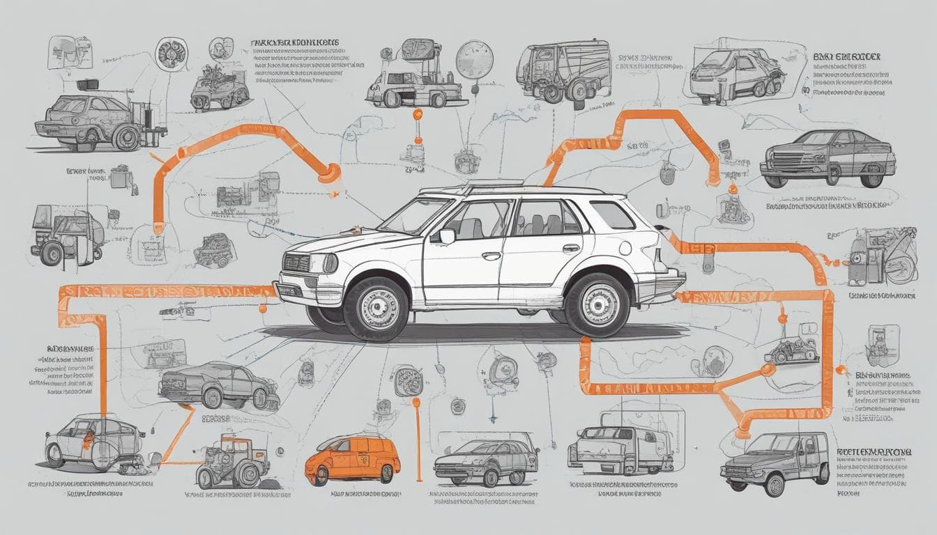 Araç geri dönüşüm sürecini gösteren bir şema