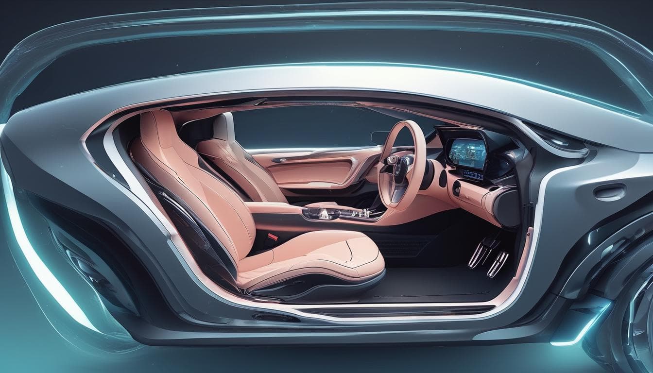 미래형 자동차 내부 이미지