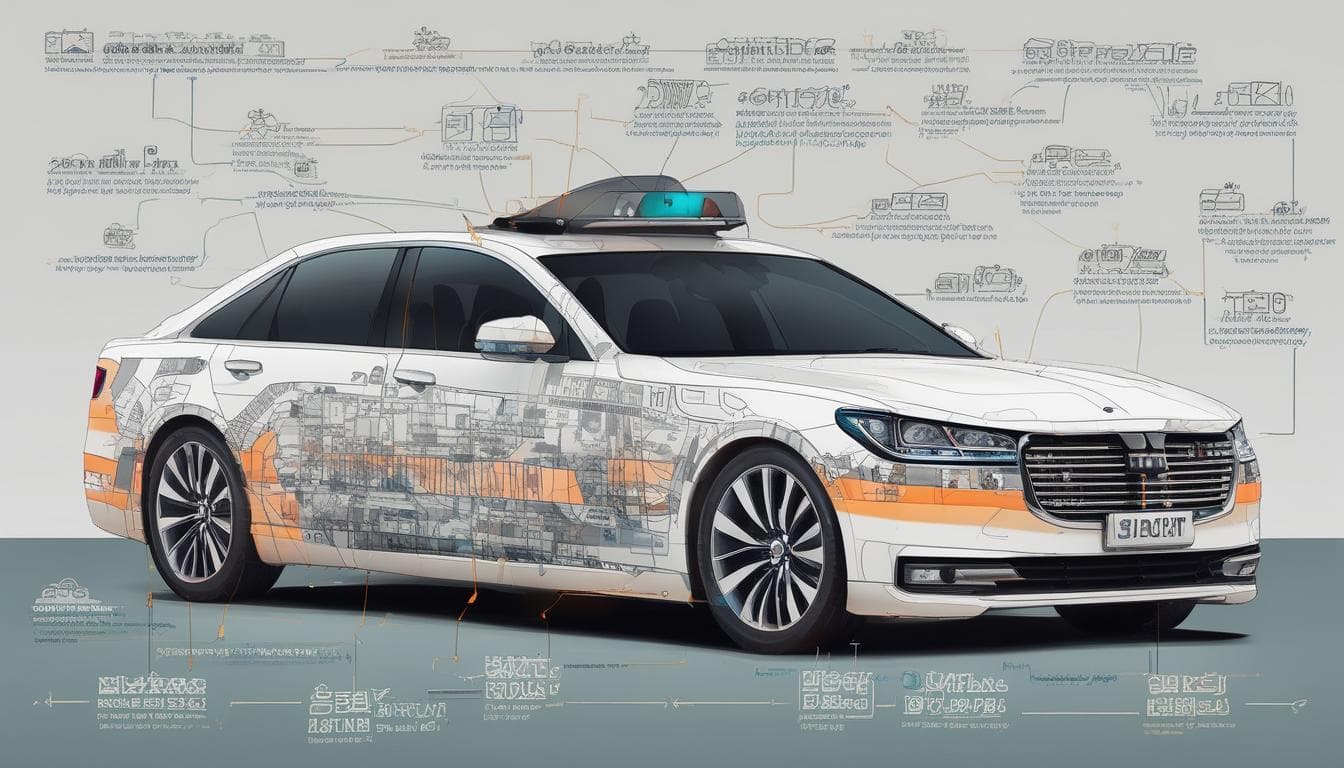 自动驾驶汽车传感器数据处理示意图