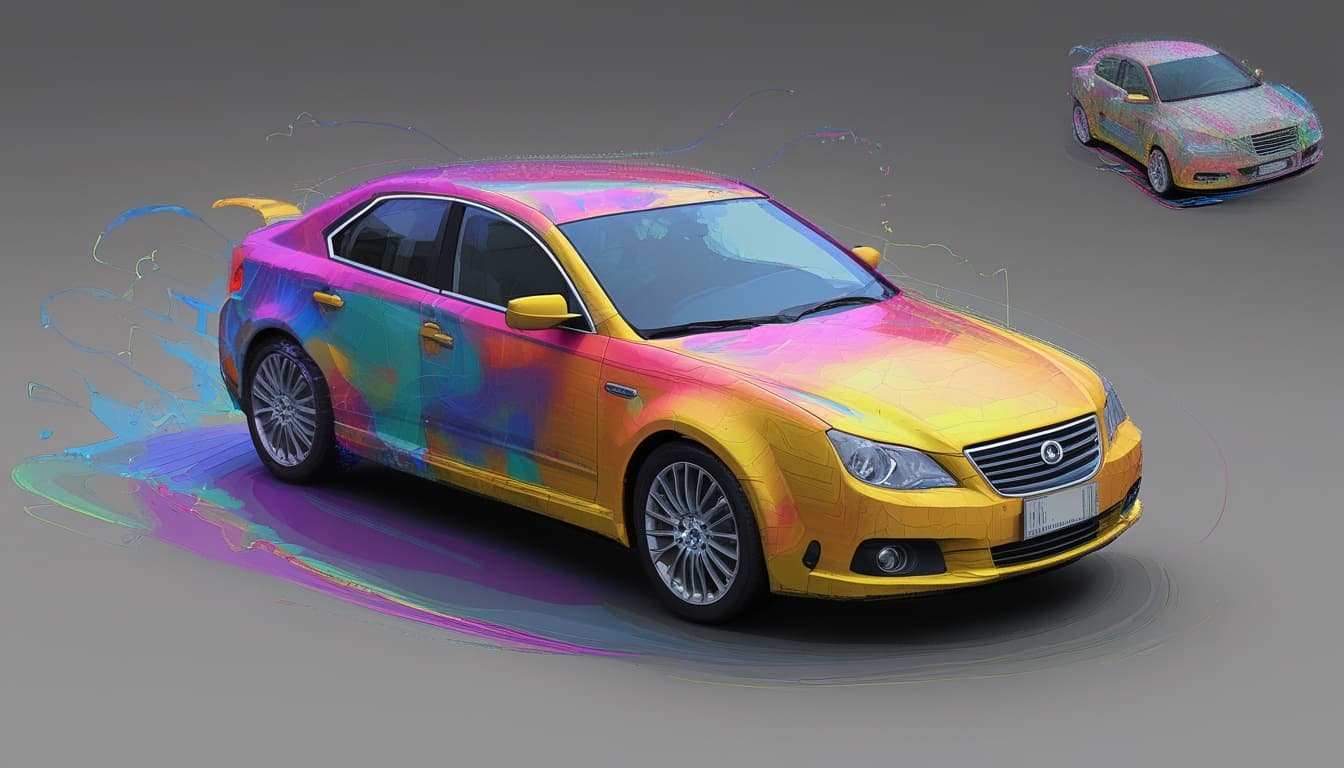 一辆汽车正在进行复杂的流体动力学(CFD)仿真分析