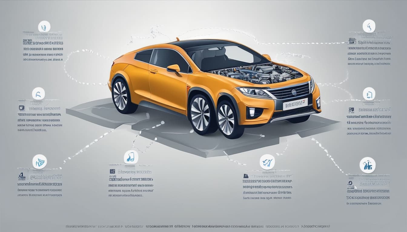 Otomotiv endüstrisinde yapay zeka kullanımını gösteren bir infografik