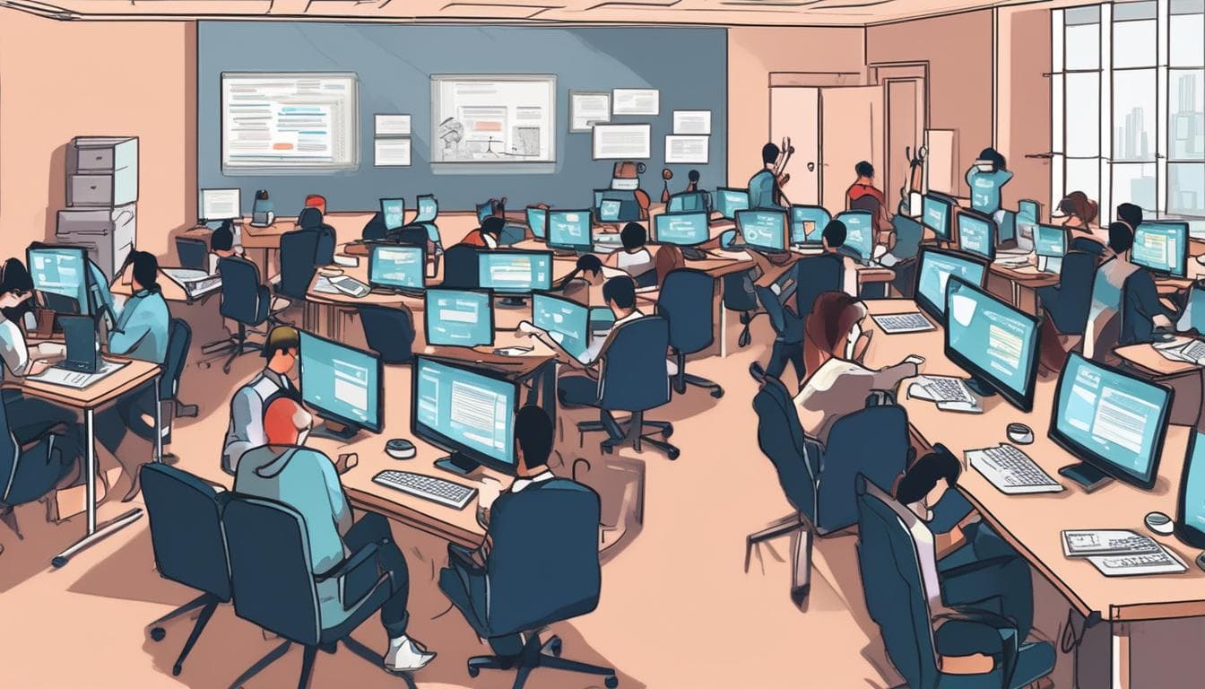 사이버 보안 전문가들이 모의 해킹 훈련을 하는 모습