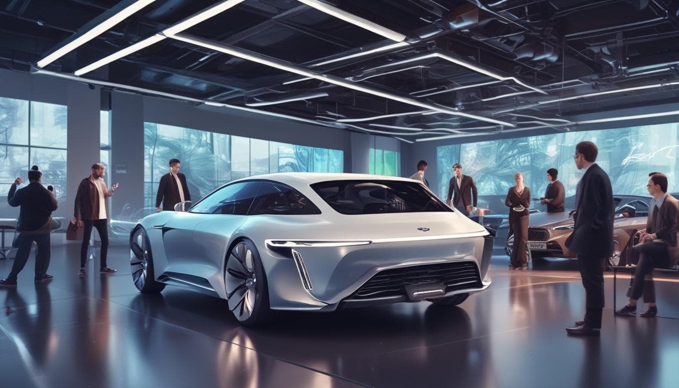 Alt text: Designers collaborating on a car design in a virtual environment