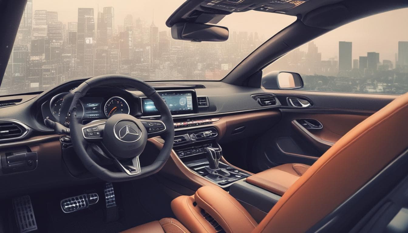 Image: A car dashboard displaying various software-enabled features