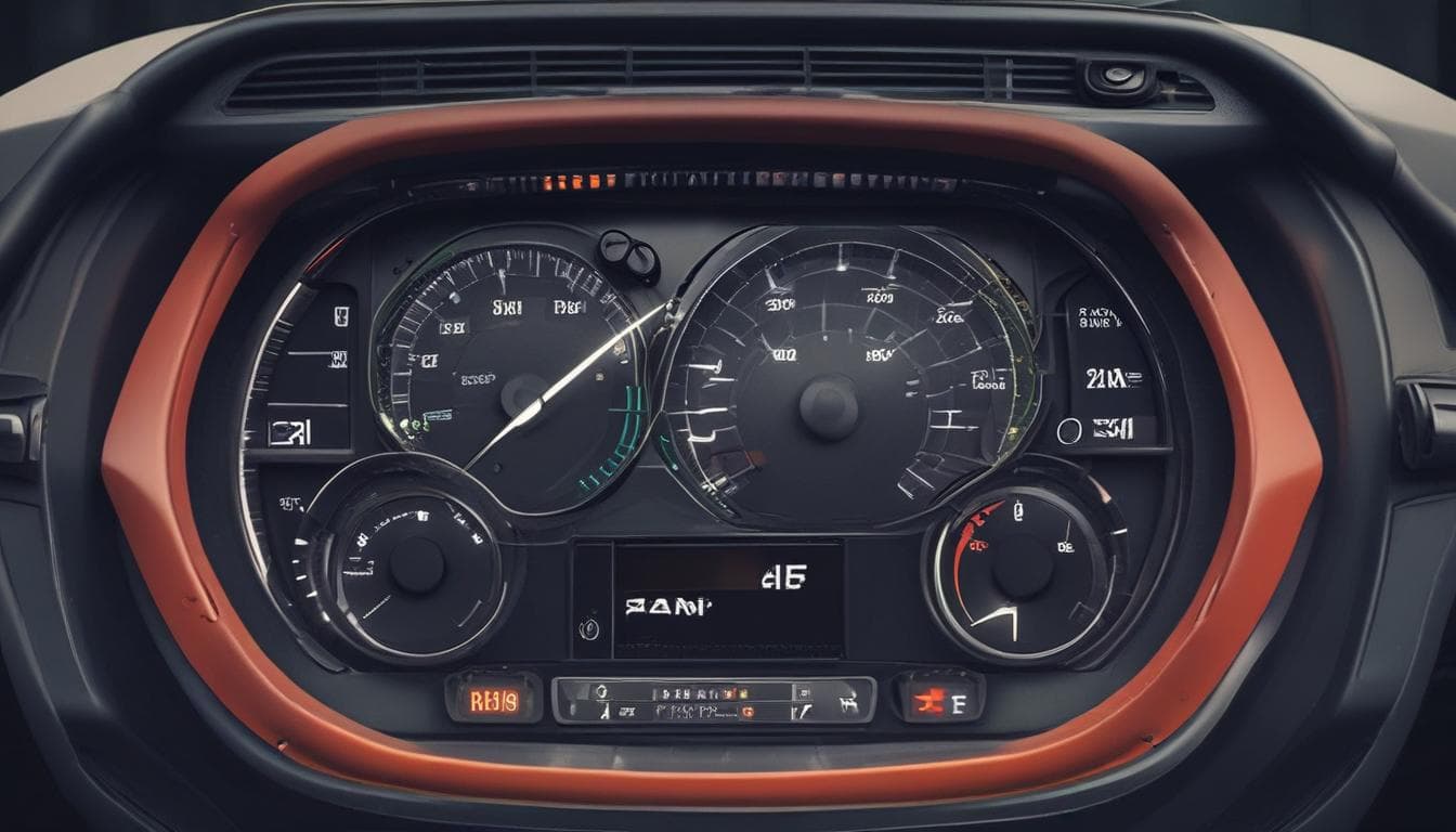 ADAS özelliklerini gösteren bir arabanın gösterge panelinin görüntüsü