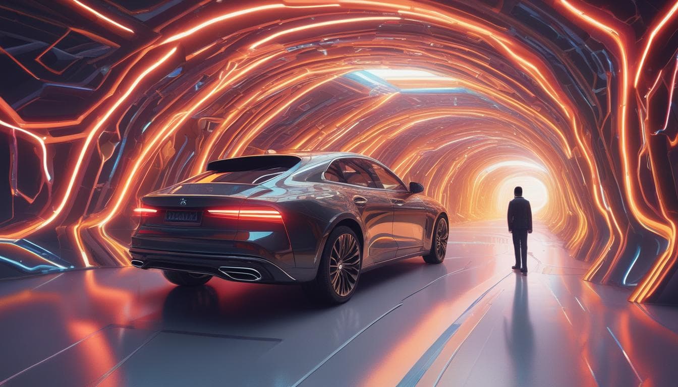 Image: A person exploring a car in the metaverse