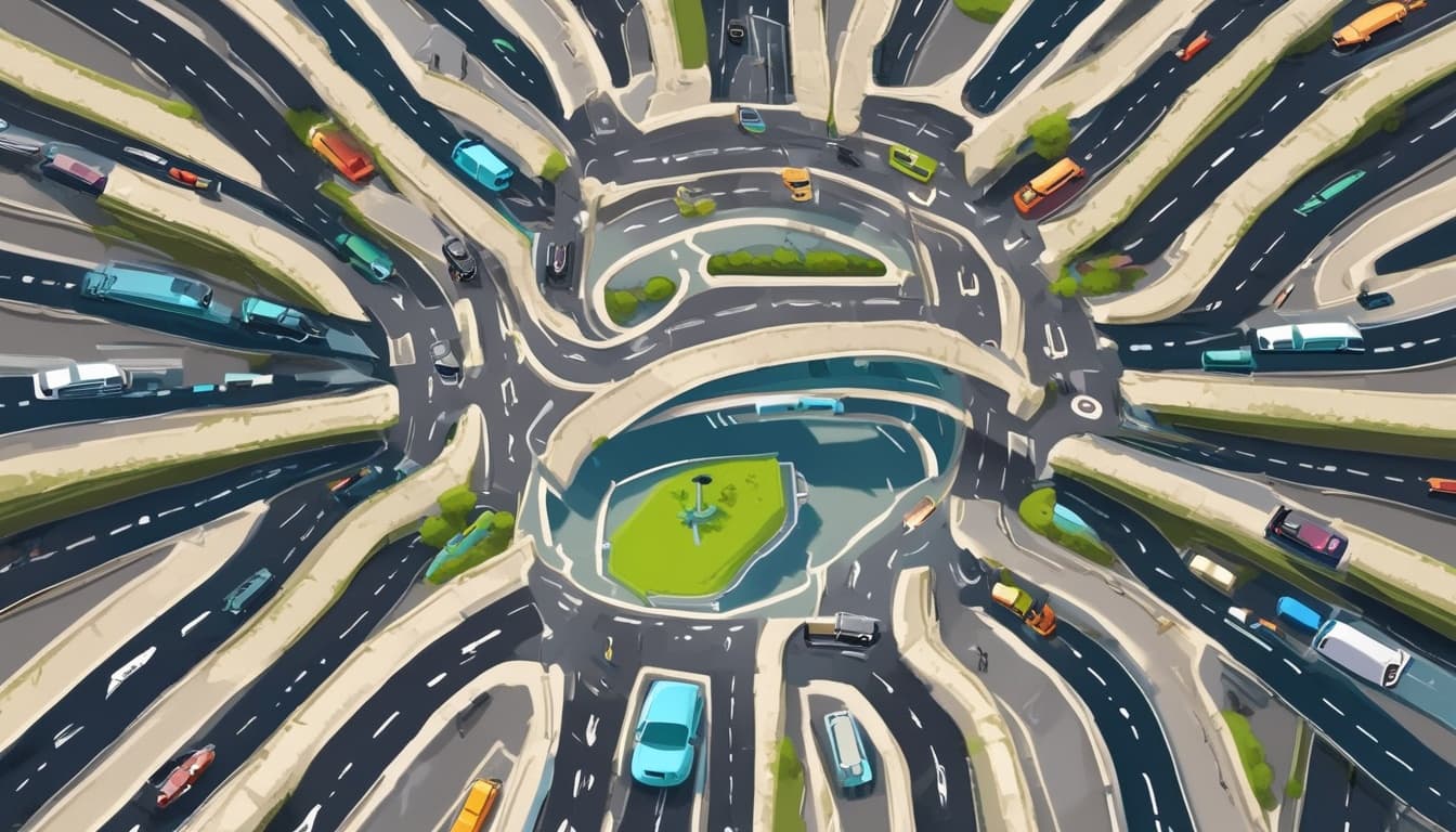 شعار تقنية V2X يوضح الاتصال بين المركبات والبنية التحتية والمشاة والشبكة