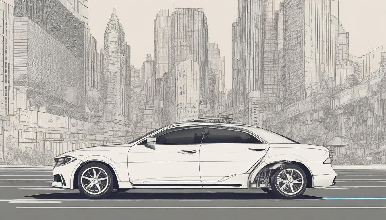 Imagen de una representación visual del procesamiento de datos en un vehículo autónomo