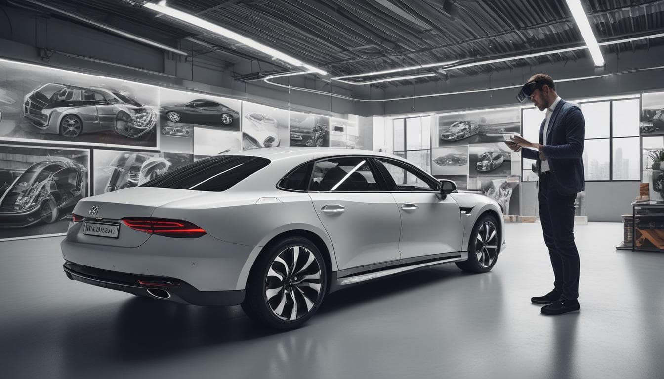 Imagen de un diseñador utilizando RV para visualizar el interior de un coche