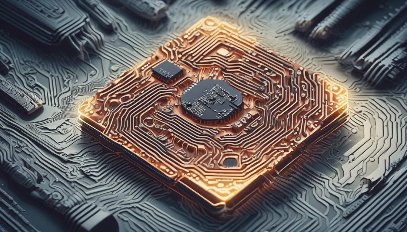 Primer plano de un circuito electrónico flexible con capacidad de autoreparación