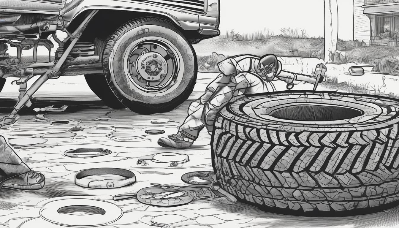 Imagen de un neumático autoreparable sellando un pinchazo