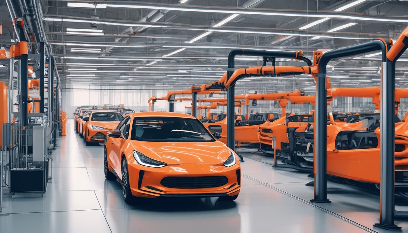 Image d'une usine automobile intelligente avec flux de données