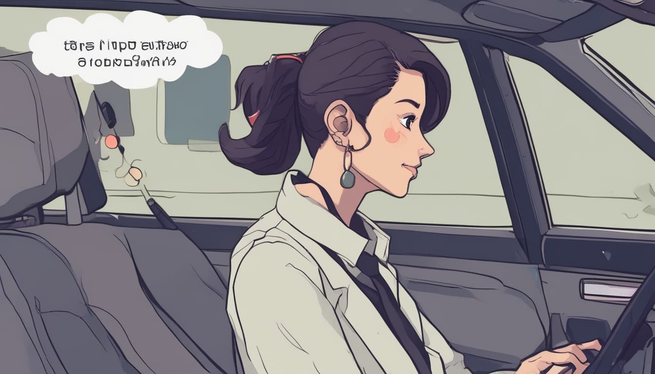 ドライバーが音声アシスタントに話しかけているイメージ