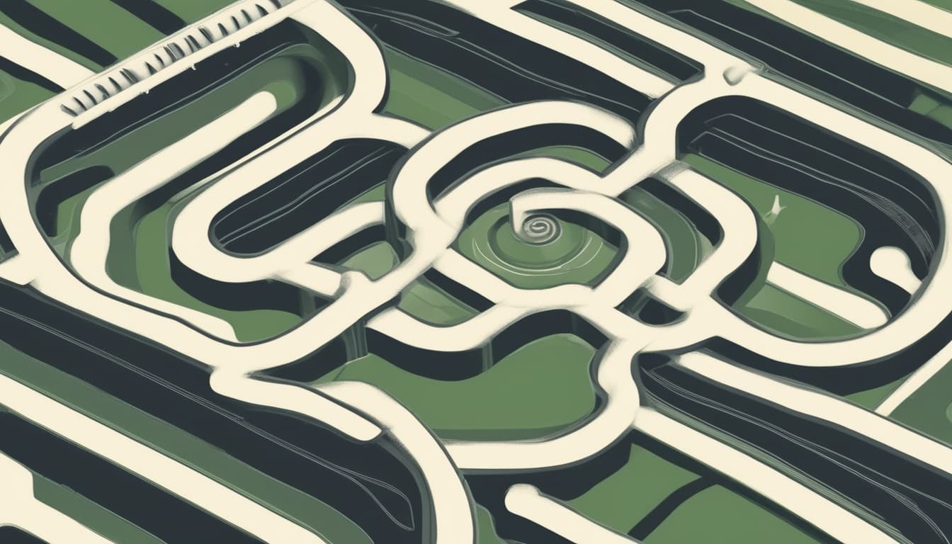 Illustration of an autonomous vehicle facing a moral dilemma on the road