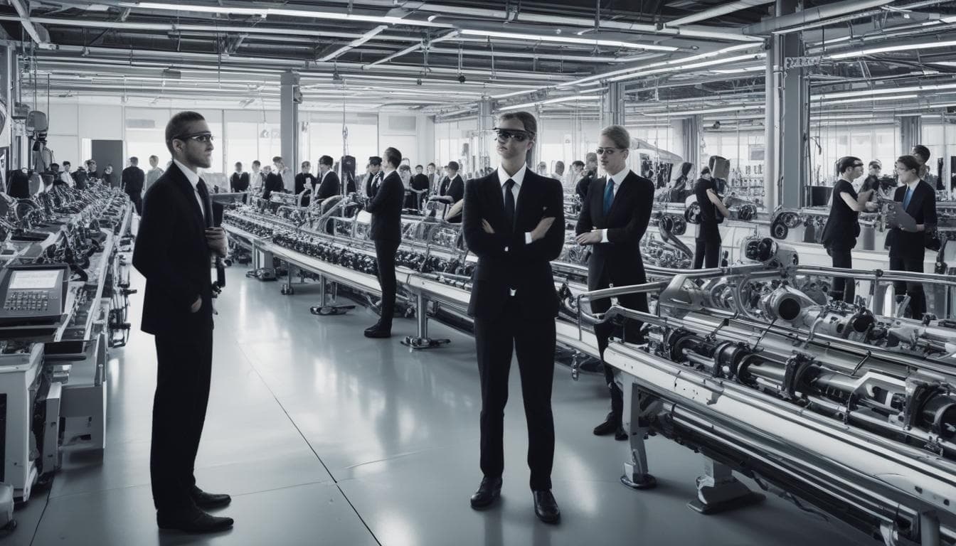 Alt text: Mitarbeiter trainieren Montageprozesse mithilfe von AR-Anwendungen.