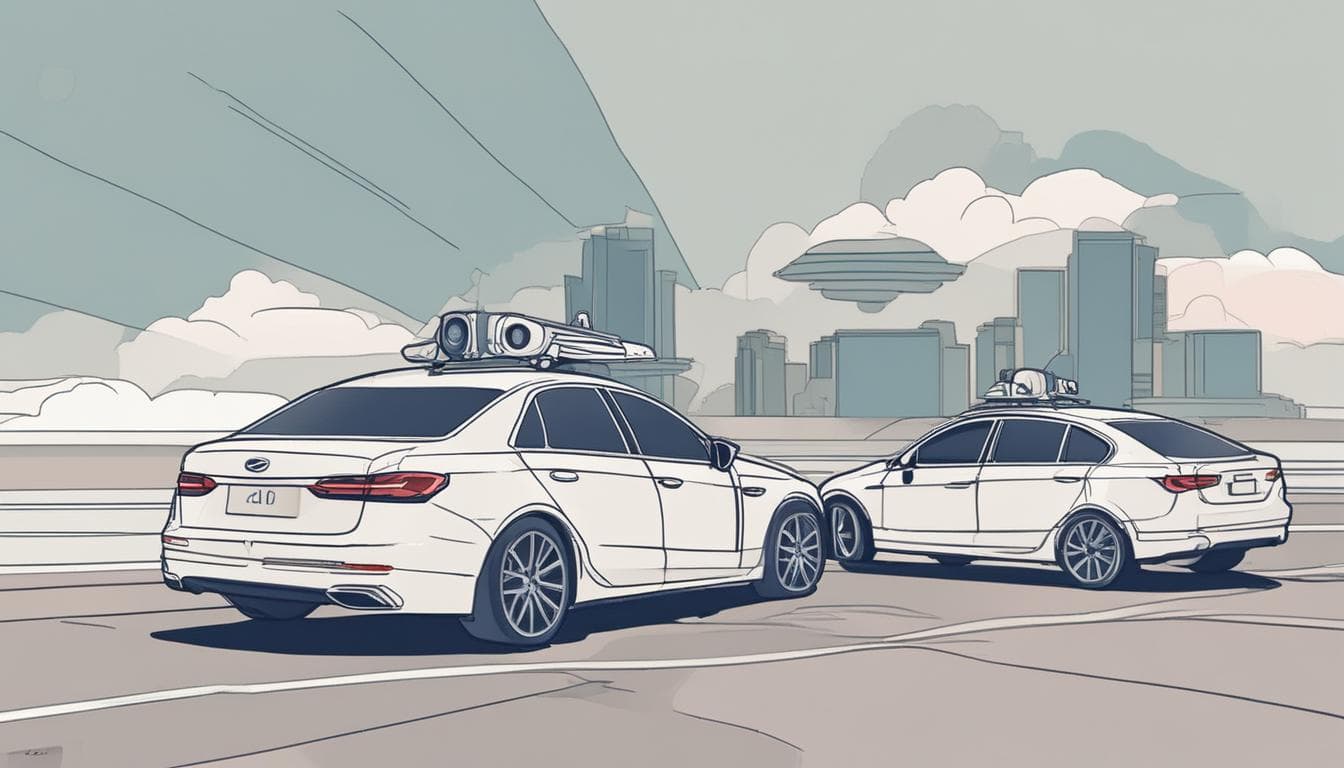 자율주행차와 운전자 간의 상호작용을 보여주는 HMI 디자인