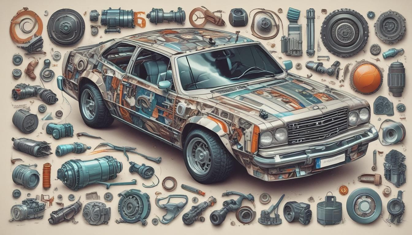 Geri dönüştürülmüş malzemelerden yapılmış araç parçalarının görüntüsü