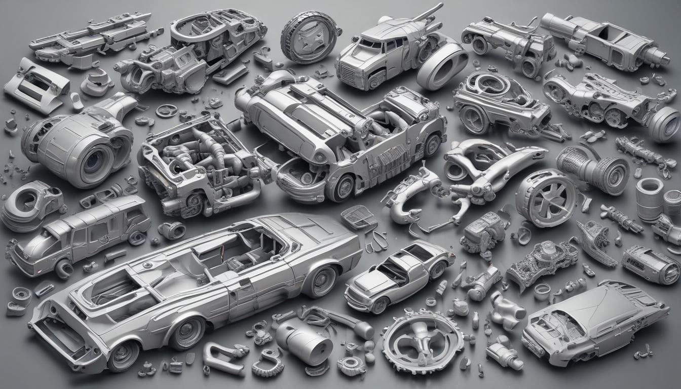 Alüminyum ve magnezyum alaşımlarından yapılmış araç parçalarının görüntüsü