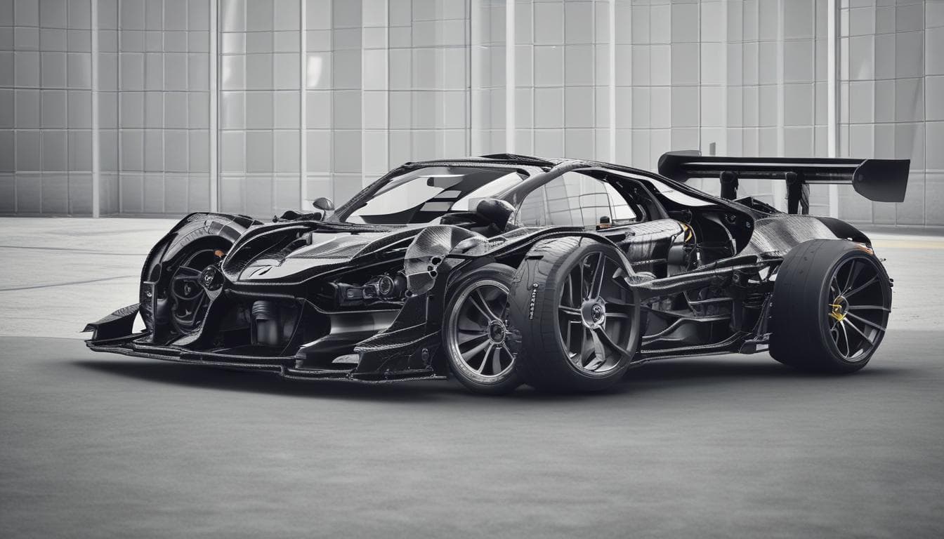 Karbon fiberden yapılmış bir araba şasisinin görüntüsü