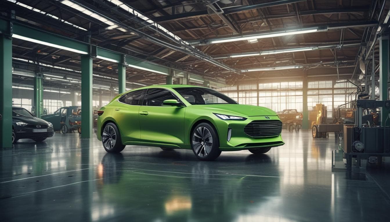 Image d'une usine automobile moderne et éco-responsable