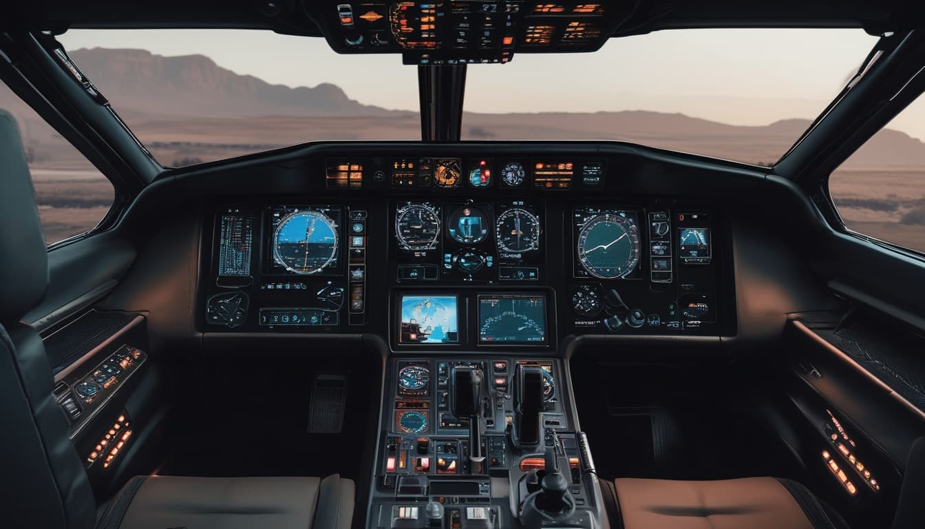 Фотография современного цифрового кокпита с большим центральным экраном и цифровой приборной панелью