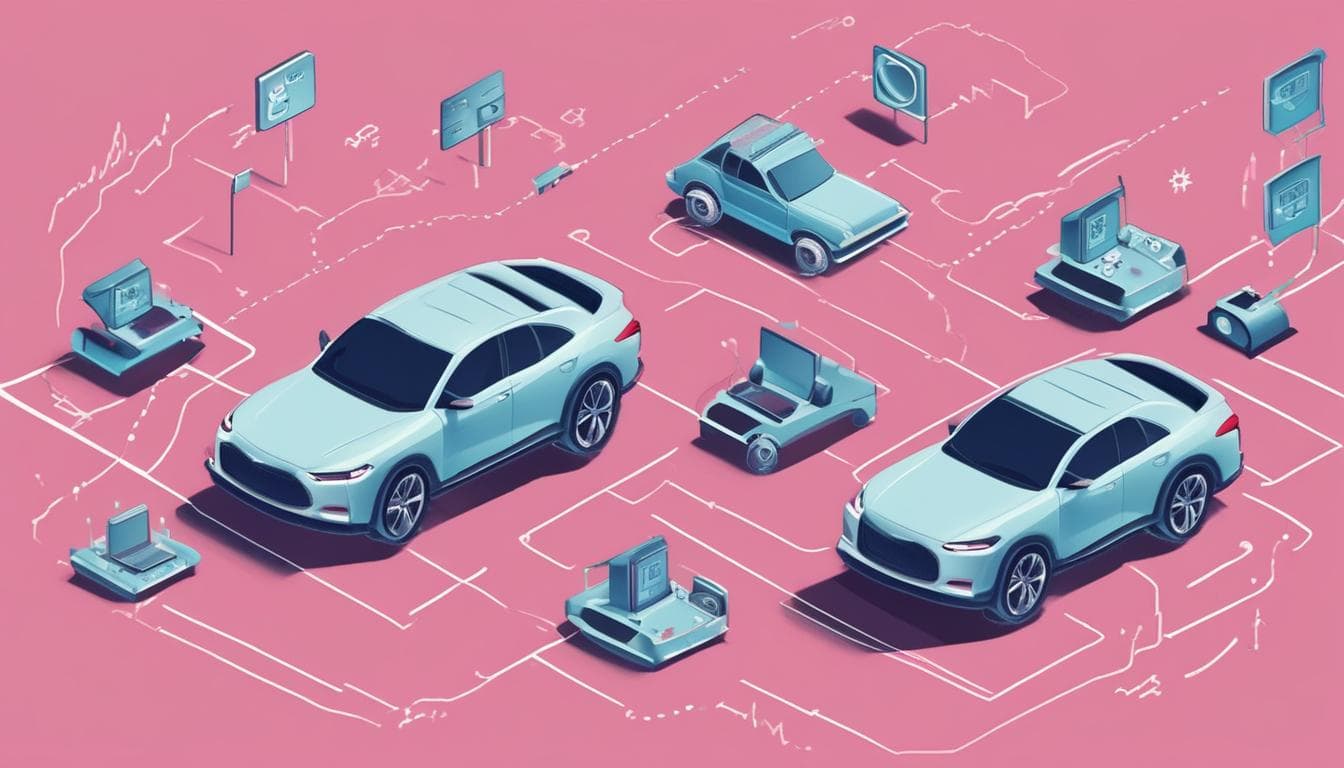 صورة توضح تبادل البيانات بين السيارات ذاتية القيادة من خلال البلوك تشين